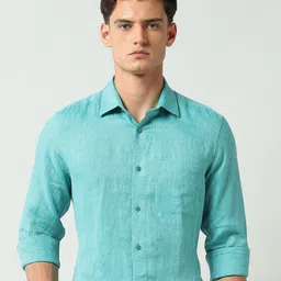 AD By Arvind Men Solid Spread Collar Linen Formal Shirt-image-40