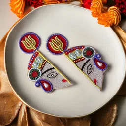 JEWELWATI Gold-Plated Devi Large Beaded Classic Drop Earrings image 2