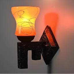 1ST TIME Orange & Orange Textured Wood Abstract Shaped Shaped Wall Lamp image 5