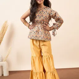 Stylo Bug Girls Ethnic Motifs Printed Regular Kurti with Sharara image 1