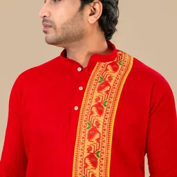 FRANSCART Men Geometric Embroidered Thread Work Kurta image 5