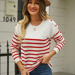 JC Mode Women Striped Pullover image 4