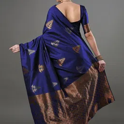 CaniBani Ethnic Motifs Zari Silk Blend Handloom Banarasi Saree image 3