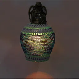 1ST TIME Blue & White Printed Metal Traditional Rectangle Shaped Wall Lamp image 2