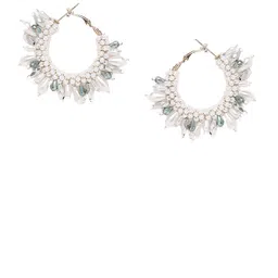 StyleCast Gold Plated Artificial Beaded Contemporary Hoop Earrings-image-89