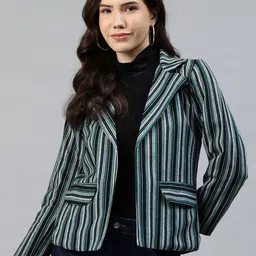 cottinfab Women Striped Single Breasted Casual Blazer-picture-33