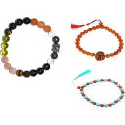 Divine souvenirs Unisex Set Of 3 Artificial Beaded Elasticated Bracelets-picture-13
