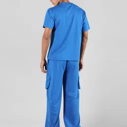 chkokko Men Top & Pyjama Set Blue Solid image 2