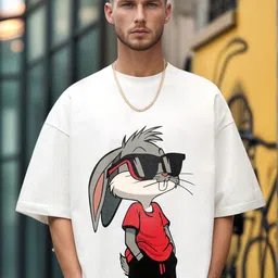 LAUREN ADAMS Graphic Printed Round Neck Drop-Shoulder Pure Cotton Oversized T-shirt-image-66