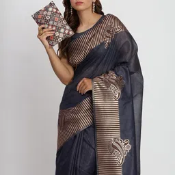 Mitera Woven Design Zari Linen Blend Saree image 3