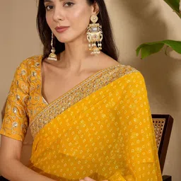 Sangria Bandhani Embroidered Poly Georgette Heavy Work Saree image 2