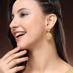 ZENEME Gold Plated Circular Shaped Drop Earrings image 3
