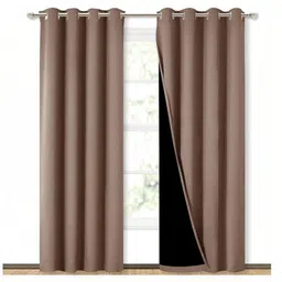 BFAM Brown Set of 2 Black Out Door Curtain-picture-43