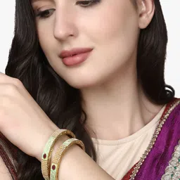 Anouk Set Of 2 Stone-Studded & Beaded 24CT Gold-Plated Bangles image 5