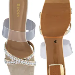 Rocia Embellished Diamond Studded Criss Cross Party Block Heels Sandals image 4