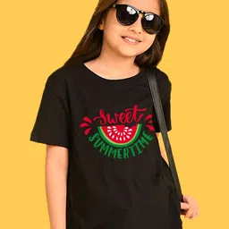 NUSYL Girls Graphic Printed Round Neck Oversized T-shirt-picture-38