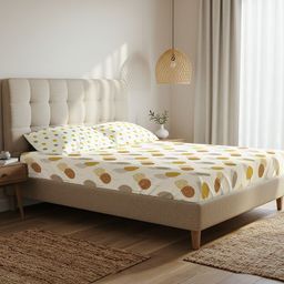 URBAN SPACE Serene White Geometric Cotton 200 TC Super King Bedsheet Set-1.82mx1.98m-picture-31