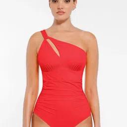 SHOP THE EDIT One Shoulder Tummy Control Swim Bodysuit-image-44