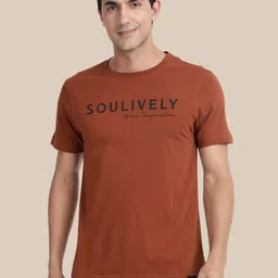SOULIVELY Men Logo Printed Premium Cotton Moisture-Wicking T-shirt - Mocha Mousse-picture-18