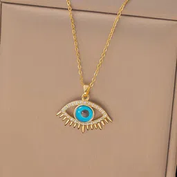 Designs & You Gold-Plated Stainless Steel Stones Studded Contemporary Pendant With Chain image 2