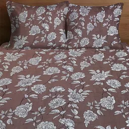 WEAVE AND DECOR Brown & White Printed Pure Cotton 300 TC Queen Bedsheet Set 2.28 x 2.28 m image 3