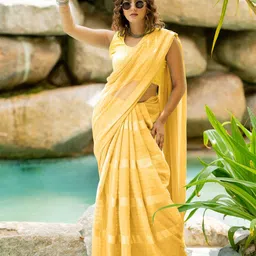 MIRCHI FASHION Striped Poly Georgette Saree-image-10