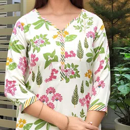 GoSriKi Women Floral Printed Regular Straight Calf Length Kurta Set image 5