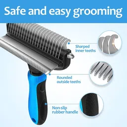 hidelliya 2 in 1 Deshedding Tool ,Pet Grooming Brush for Dogs/Cats Basic Comb for Dog & Cat image 3