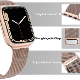 Webilla Stainless Steel 42mm/44mm/45mm Milanese Band with Magnetic Closure Black 45 mm Stainless Steel Watch Strap image 2