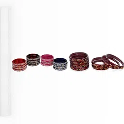 SOMIL Set of 24 Artificial Stones Studded Ethnic Slip-On Bangles-picture-15