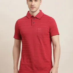 Turtle Men Self Design Polo Collar Pure Cotton Slim Fit T-shirt image 1