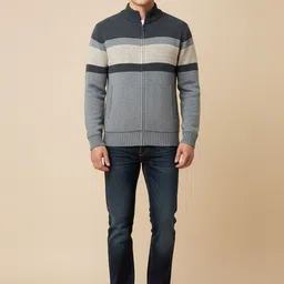 Mast & Harbour Men Colourblocked Knitted Jacket-picture-42