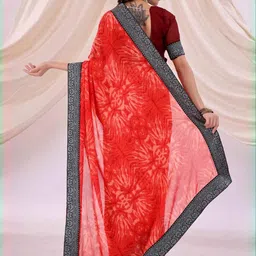 Moda Rapido Zari Pure Georgette Leheriya Saree image 3