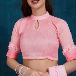 Mitera Floral Emboridered Patchwork Pure Georgette Saree image 4