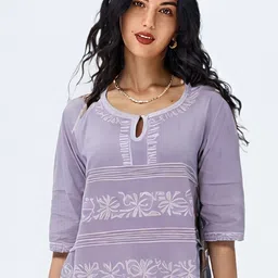 Vineshaa Be You For You Women Ethnic Motif Printed Chikankari Pure Cotton Kurti-picture-29