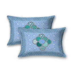 MILAAV Blue Geometric 144 TC King Bedsheet with 2 Pillow Covers image 3