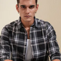 KETCH Men Tartan Checks Opaque Checked Casual Shirt-image-70