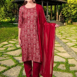 DUMMY SHAPE Women Ethnic Motifs Printed Kurta with Trousers & Dupatta-picture-14