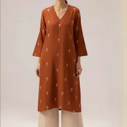 Aaghnya Floral Printed V-Neck Straight Kurta With Palazzos-image-36