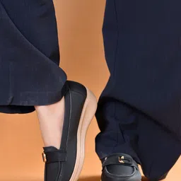 shoetopia Casual Ribbed Trendy Loafers|Comfortable Slip-On Loafers Wedge Sole For Girls Loafers For Women image 3