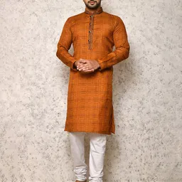 RANAK Men Checked Festive Straight Kurta-image-54