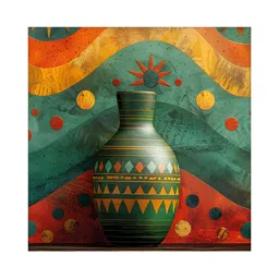 RANDOM Green & Orange 1 Piece Canvas Abstract Wall Paintings image 3