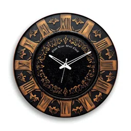 OLIVE TREE Wooden Wall Clock Black & Brown Printed Round Contemporary Wall Clock image 3