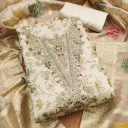 Panzora Floral Embroidered Silk Blend Unstitched Dress Material-picture-22