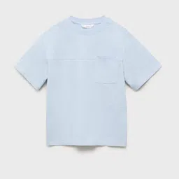 Mango Kids Boys Drop-Shoulder Sleeves Pure Cotton T-shirt image 2