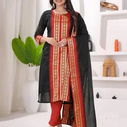 Vastukala Pure Kanchi Cotton Notch Neck Straight Kurta-picture-33