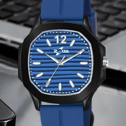 Rocsil Men Brass Embellished Dial & Bracelet Style Straps Analogue Watch NB-26 Choras Bk Bl image 2