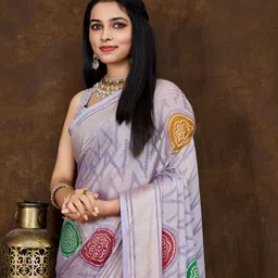 KALINI Bandhani Printed Zari Brasso Saree-picture-32