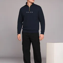 tripr Men Night Suit Set Blue, Black Solid image 3