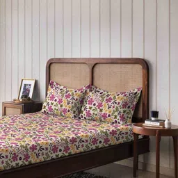 The Happy Pod White & Pink Pure Cotton Single Bedsheet & Comforter with 1 Pillow Cover image 2